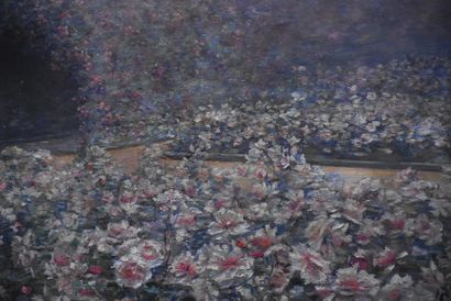 Clémence HANAPPE (1869-1955) Clémence HANAPPE (1869-1955). The garden of roses. Oil...