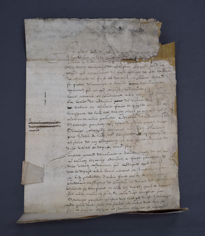 null Lots de deux courriers manuscrits. Moyen Âge et Renaissance. 1) Jean Seigneur...