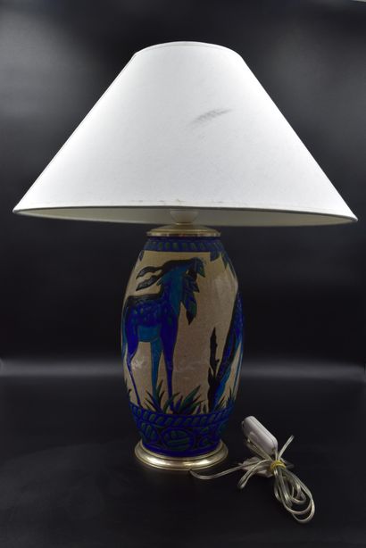 null Vase Boch Kéramis atelier Charles Catteau monté d'origine en lampe, jolie armature...