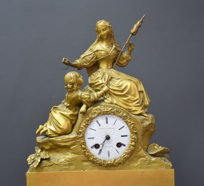 null Restoration period gilt bronze mantelpiece. Dial signed Cotiny in Brussels....