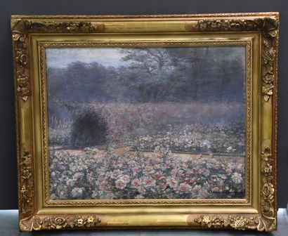 Clémence HANAPPE (1869-1955) Clémence HANAPPE (1869-1955). The garden of roses. Oil...