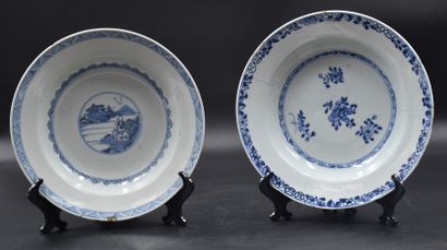 null Lot d’assiettes et plats en porcelaine de Chine XVIII ème siècle. (Accidents,...