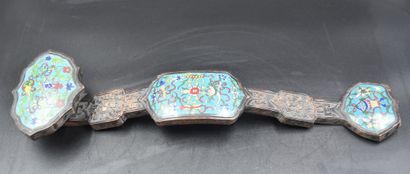 Wooden and enamel sceptre, China 19th century....