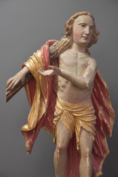 null Sculpture en bois polychromé et doré vers 1700. Saint Ht : 70 cm.