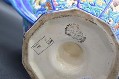 null Art Deco cup enamels of Longwy Diameter: 37cm Ht: 18 cm.