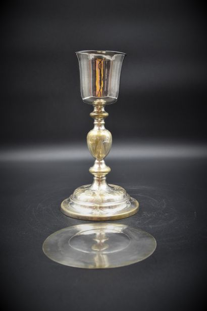 null Chalice and its paten in silver. On the cup French hallmarks between 1819 and...