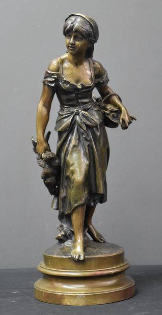 Mathurin Moreau (1822-1912) 马图林-莫罗（Mathurin MOREAU）（1822-1912）。青铜器，年轻农妇从市场返回。竞争之...