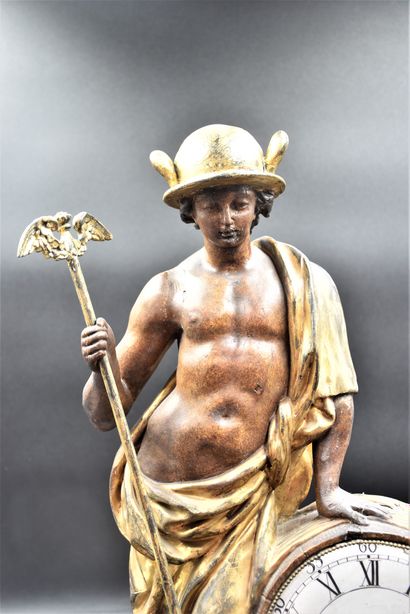 null 奥地利十八世纪末的雕塑-摆件，用镀铬和镀金的木头表现水星。没有机制。高度：50厘米。