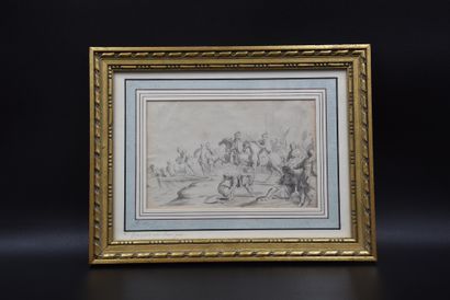 null Drawing and ink Neo Classical early nineteenth century ancient riders arriving...