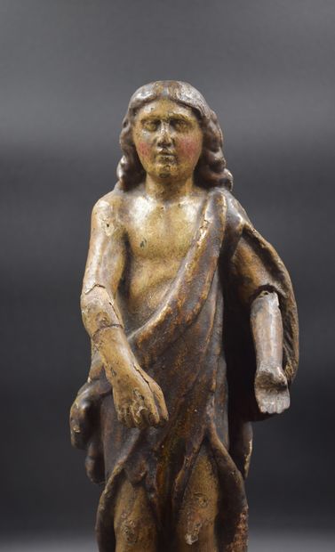 null Saint John the Baptist. Sculpture in carved wood and polychromed XVIII th century....