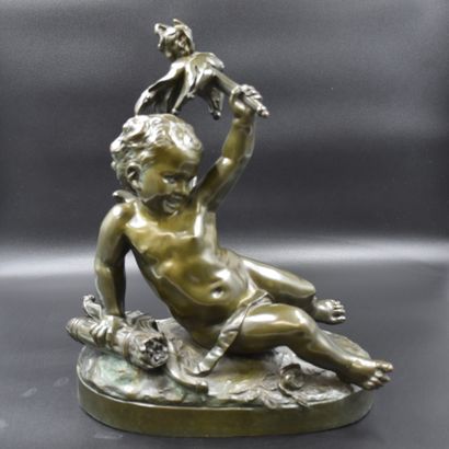 Jean Baptiste CARPEAUX (1827-1875) 让-巴蒂斯特-卡尔波（1827-1875）。疯狂的爱带有绿色铜锈的青铜器，署名JB Carpeaux。创始人：Susse...