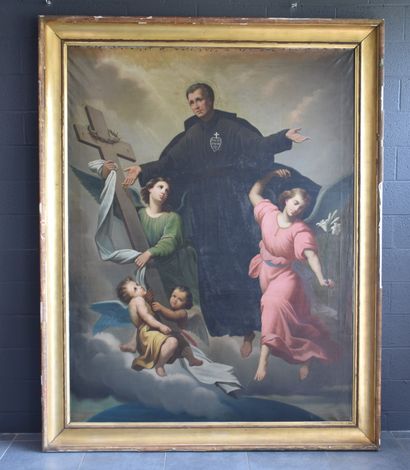 null 
Important religious oil on canvas: Elevation to Heaven of Saint Paul of the...