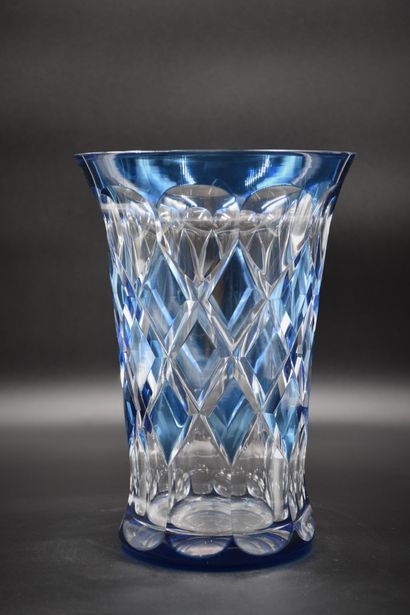 null Vase in Val Saint Lambert French Blue crystal Ht: 28 cm.