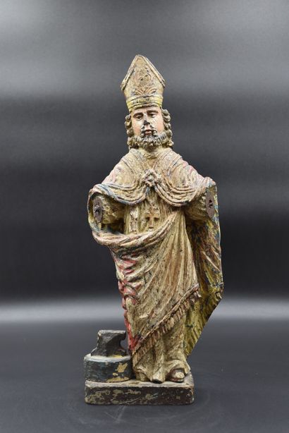 Carved wooden statue of St. Eloi. Probably...