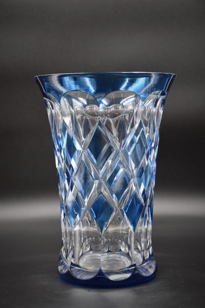 Vase in Val Saint Lambert French Blue crystal...