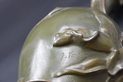 J. Vanzype.(1870 – 1950) J. VANZYPE (1870 - 1950). Bronze vase of Art nouveau style...