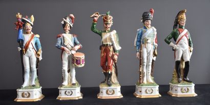 null Collection of porcelain soldiers representing Napoleon and his officers. Middle...