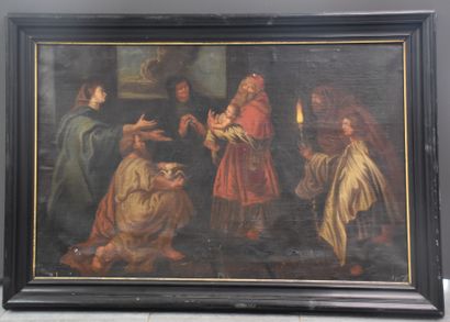  安特卫普画派 XVII世纪。 在圣殿中介绍儿童耶稣。将要恢复的。尺寸：117 x...