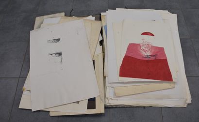 null Binder containing an important lot of +/- 250 modern Belgian lithographs and...