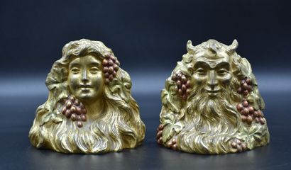 A pair of art nouveau bronze bookends with...