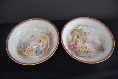 null Eugene POITEVIN (for Sèvres ? or in the taste). Important pair of basins with...