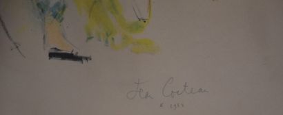 JEAN COCTEAU (1889-1963) Jean COCTEAU (1889-1963). Multiple print, Harlequin, signed,...