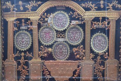 null Religiosa. Exceptional pair of gilded wood reliquary frames circa 1800, each...
