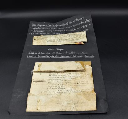 null Lots of two handwritten letters. Middle Ages and Renaissance. 1) Jean Seigneur...