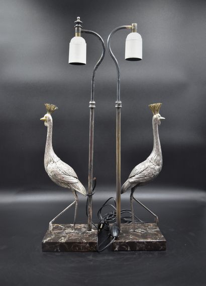 Pair of lamps about 1950 with decorations...