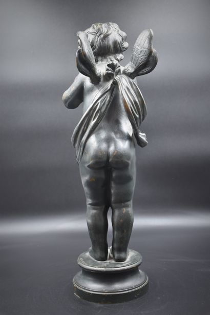 null Auguste Moreau (1834-1917). The little fairy. Bronze with green patina. ( wear...