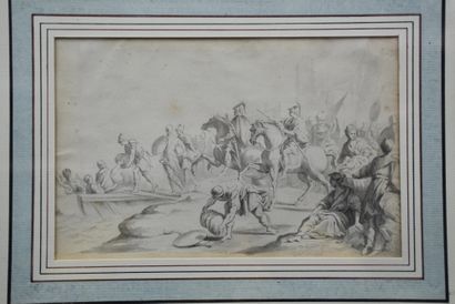 null Drawing and ink Neo Classical early nineteenth century ancient riders arriving...