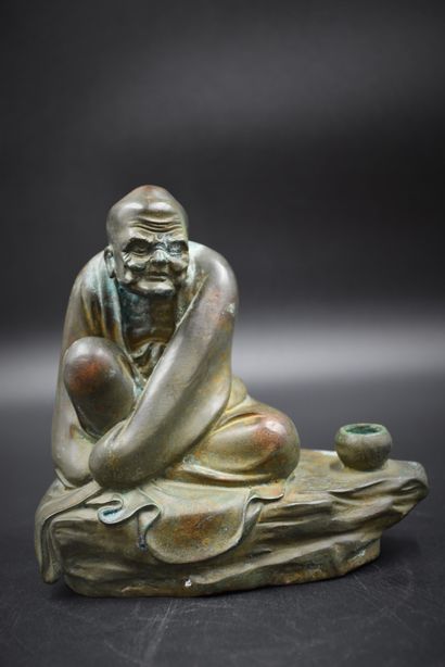 中国青铜器，清代（1644/1911），代表老汉等待供品。高度：17.5厘米。