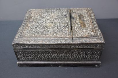 null Antique box with compartments and bone inlays. 19th century. Central Asia or...