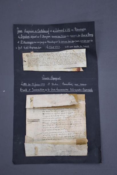 null Lots de deux courriers manuscrits. Moyen Âge et Renaissance. 1) Jean Seigneur...
