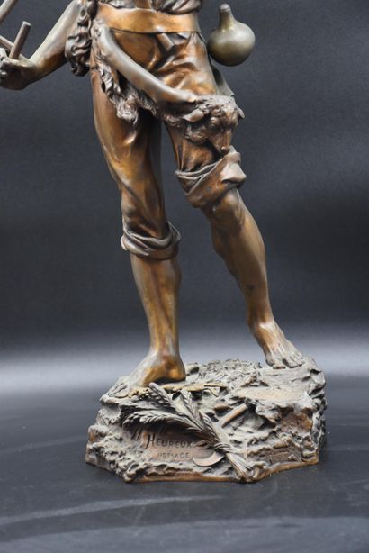 A. De Wever (1836-1910) A. De Wever (1836-1910) Happy omen. Bronze with brown patina....