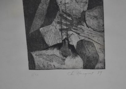 Christian HOCQUET (1935-2014) 
Christian HOCQUET (1935-2014) 收集了五幅关于婚姻生活场景的色情石版画...