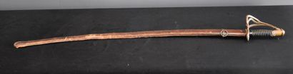 null 19th century French Saber, Saint Etienne, leather scabbard.