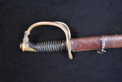 null 19th century French Saber, Saint Etienne, leather scabbard.