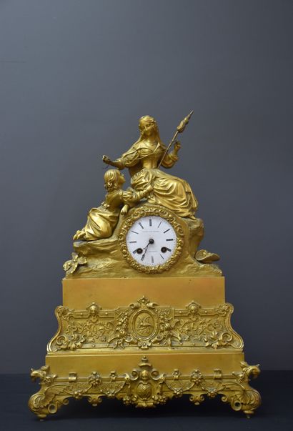 null Restoration period gilt bronze mantelpiece. Dial signed Cotiny in Brussels....