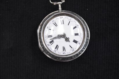 null Montre gousset oignon anglais marquée Demelais LONDON en argent + Ancienne chaine...