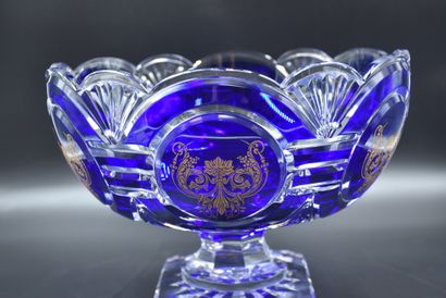null Val St Lambert crystal bowl Numbered 55/75 Engraved and gilded decoration 24k...