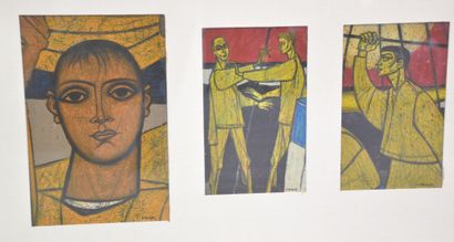 Gustave CAMUS(1914-1984). Gustave CAMUS(1914-1984). Astonishing pentaptych on the...