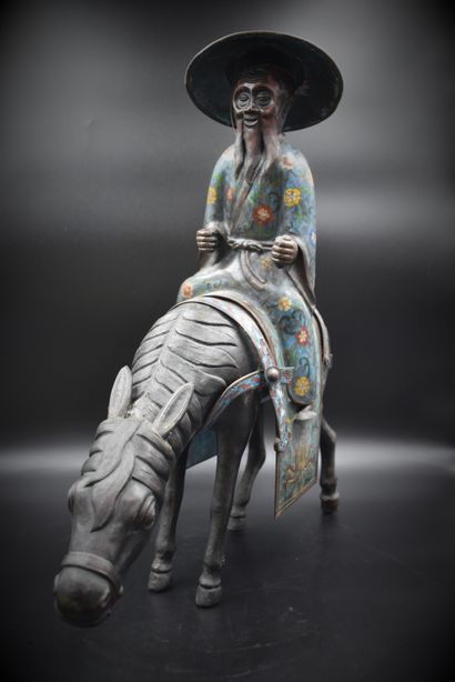 null Chinese bronze cloisonné 19th century. Rider. Ht : 57 cm. Nederlandse Versie...