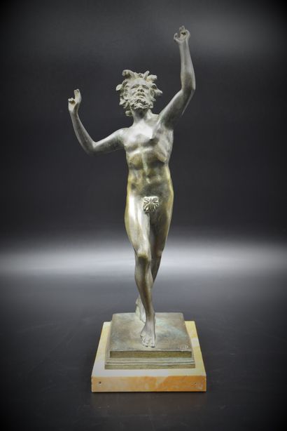 null The faun of Pompeii. Bronze proof with green patina, beginning of the 20th century....