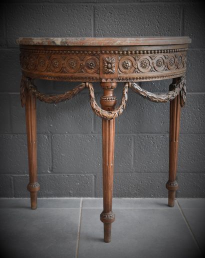 null Louis XVI style carved wood console table circa 1900. Ht : 80 cm. Nederlandse...