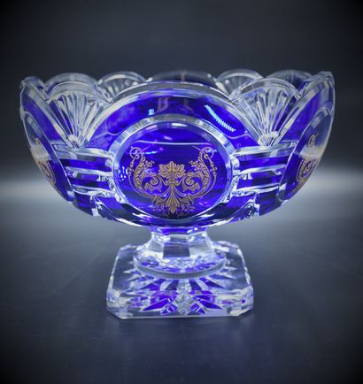 null Val St Lambert crystal bowl Numbered 55/75 Engraved and gilded decoration 24k...