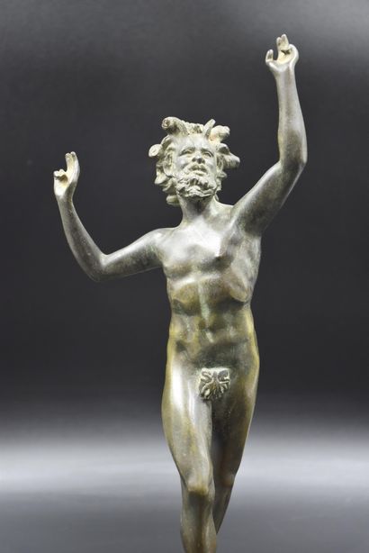 null The faun of Pompeii. Bronze proof with green patina, beginning of the 20th century....