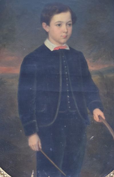 Charles BORELY (1817-1881) Charles BORELY (1817-1881). Portrait de jeune garçon vers...