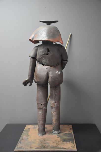 Bernard GILMANT (1946) Bernard GILMANT (1946). Le guerrier. Sculpture en terre cuite...