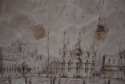 null Dessin ancien représentant la place Saint Marc. Dimensions : 30 x 20 cm. 

NL:...